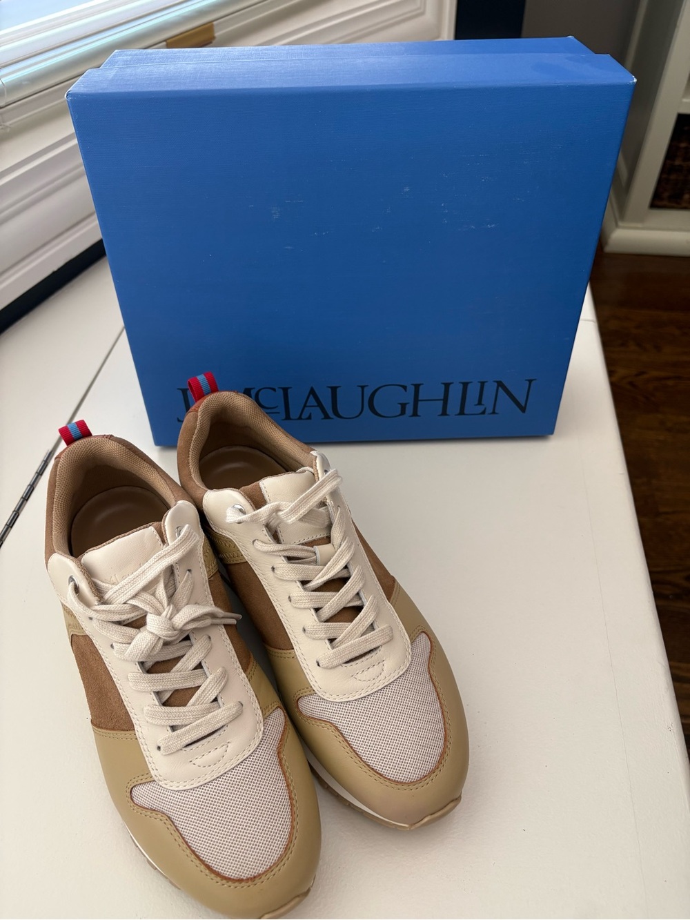 J. McLaughlin Emerson Women’s Cream, Beige & Brown (Golden Caramel) Sneakers